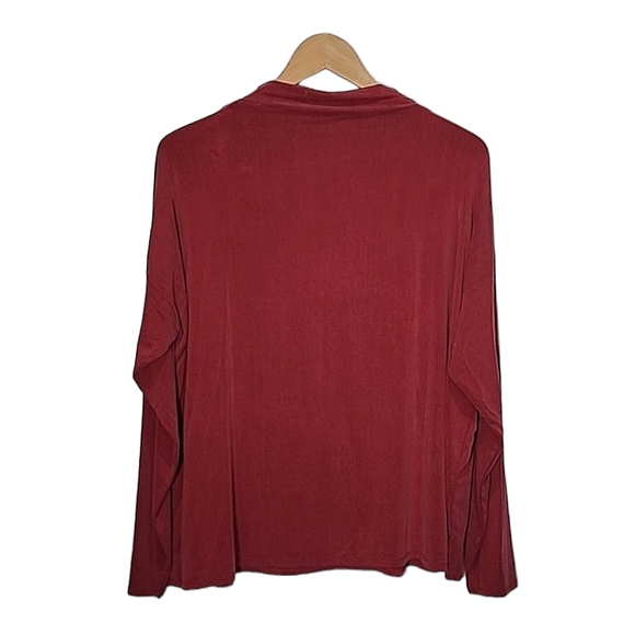 Eileen Fisher sueded cupro knit funnel neck cranberry color box top size L NWT - Picture 6 of 7